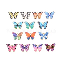 Pendente smaltati in lega, oro chiaro, cadmio & nichel &piombo libero, fascino farfalla, colore misto, 15x21.5x1.5mm, Foro: 2x3 mm