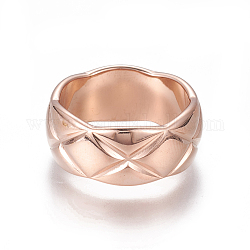 Anillos de dedo de 304 acero inoxidable, anillos de banda ancha, oro rosa, tamaño de 6~10, 16~20mm