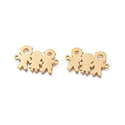 Ion Plating(IP) 304 Stainless Steel Links, Manual Polishing, for Thankgiving Day's, Family Holding Hands Together Shape, Golden, 13.5x22.5x1.5mm, Hole: 1.2mm