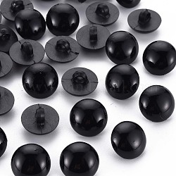 Boutons en plastique avec 1 trou, demi-rond, noir, 15x10.5mm, Trou: 2.5mm
