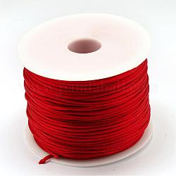 Filo nylon, cordoncino di raso rattail, rosso, 1.5mm, circa 49.21 iarde (45 m)/rotolo