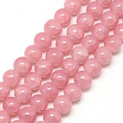 Chapelets de perles en verre craquelé peint, ronde, flamant, 8mm, Trou: 1.3~1.6mm, Environ 100 pcs/chapelet, 31.4 pouce