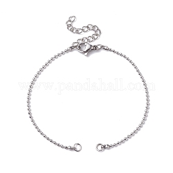 Chaîne à billes en 304 acier inoxydable, pour la fabrication de bracelets, avec pointes de perles, anneaux à sauter et pinces à homard, couleur inoxydable, 16.6x0.1 cm