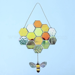 Décorations pendantes en nid d'abeille en acrylique, pour la décoration murale de la maison, or, 180x170mm