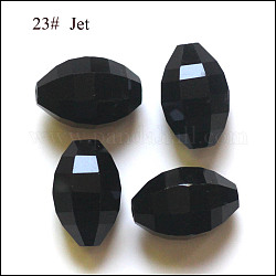 Imitation österreichischen Kristallperlen, Klasse aaa, facettiert, Oval, Schwarz, 6x9.5 mm, Bohrung: 0.7~0.9 mm