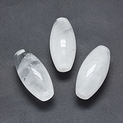 Perles de cristal de quartz naturel, la moitié foré, ovale, 42.5~44x19~20mm, Trou: 3mm