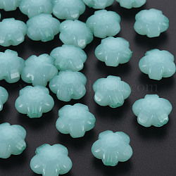 Perles en acrylique de gelée d'imitation, fleur, facette, aigue-marine moyenne, 17x17.5x10mm, Trou: 2mm, environ 340 pcs/500 g