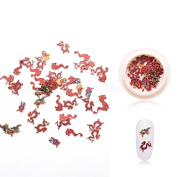 Paper Cabochons, Nail Art Decorations Accessories, Elements of Spring Festival, Dragon, Camellia, 5~9.5x4~9x0.1mm, 50pcs/box