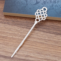 Alloy Hair Stick Findings, Silver, 144x29x3mm