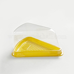 Récipients en plastique pour tranches de gâteau avec couvercles, boîtes individuelles de gâteau au fromage, triangle, jaune, 148x75mm