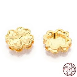 925 Sterling Silver Charms, Clover Charms, Nickel Free, Real 18K Gold Plated, 11.5x11.5x3mm, Hole: 1mm