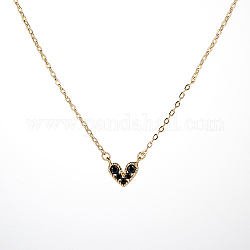 Golden Stainless Steel Heart Pendant Necklace for Women, Black, 15.35 inch(39cm)