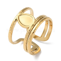 304 componentes de anillo de manguito abierto de acero inoxidable, configuración del anillo de la copa del bisel, lágrima, real 18k chapado en oro, nosotros tamaño 7 (17.3 mm), Bandeja: 7x5 mm