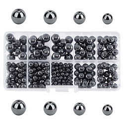 Pandahall Elite 316 Stück nichtmagnetische synthetische Hämatitperlenstränge, Klasse A, Runde, 4mm / 6mm / 8mm / 10mm, Bohrung: 1~2 mm