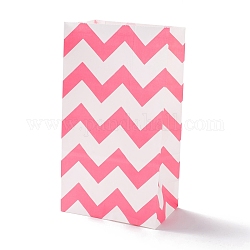 Rechteckige Kraftpapiertüten, keine Griffe, Geschenk-Taschen, Wellenmuster, neon rosa , 13x8x24 cm