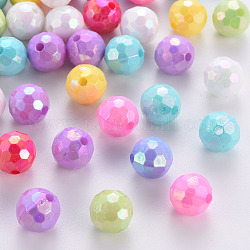 Opake Legierung Perlen, facettiert, gefärbt, AB Farbe, Runde, Mischfarbe, 10x9.5 mm, Bohrung: 1.6 mm, ca. 890 Stk. / 500 g