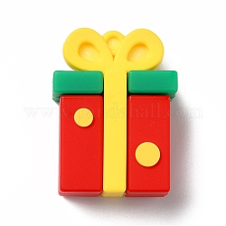 Ciondoli natalizi in plastica pvc, regalo di natale, rosso, 38.5x28x18.5mm, Foro: 3 mm