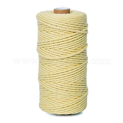 100m丸綿編み紐  DIY 手作りタッセル刺繍クラフト用  淡黄色  3mm  約109.36ヤード（100m）/ロール