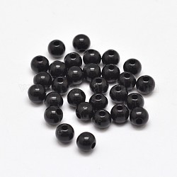 Round Acrylic Beads, Black, 4mm, Hole: 1.5mm, about 1656pcs/50g