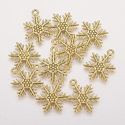 Pendente in lega stile tibetano,  cadmio& piombo libero, fiocco di neve, per Natale, oro antico, 26x19x2mm, Foro: 2 mm