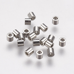 304 Edelstahl-Abstandhalter-Perlen, Kolumne, Edelstahl Farbe, 2x2 mm, Bohrung: 0.9 mm