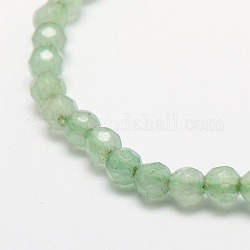 Chapelets de perles en aventurine vert naturel, facette, ronde, 4mm, Trou: 1mm, Environ 98 pcs/chapelet, 15.3 pouce