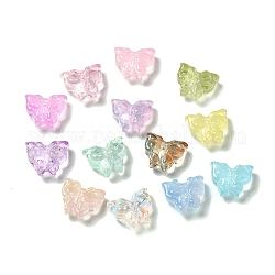 Perline di vetro trasparente, farfalla, colore misto, 12x15x6mm, Foro: 1 mm