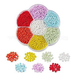 4200Pcs 7 Colors Round Baking Paint Glass Seed Beads, Mixed Color, 12/0, 1.5~2mm, Hole: 0.5~1mm, about 600pcs/color