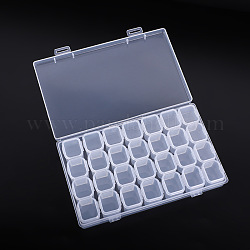 Plastique pp transparent 28 grilles contenants de perles, avec bouteilles et couvercles indépendants, rectangle, clair, 17x11x2.5 cm