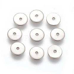 Intercalaire perles en 304 acier inoxydable, disque, couleur inoxydable, 10x0.7mm, Trou: 1.2mm