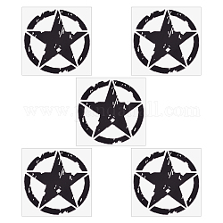 PET Plastic Car Adhesive Stickers, Waterproof Window Decals, for Car, Wall Decoration, Round with Star, Black, 160x153x0.3mm, Sticker: 150x148mm