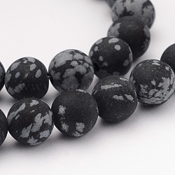 Natürliche Schneeflocke Obsidian Edelstein Perlen, matt, Runde, 8 mm, Bohrung: 1 mm, ca. 45 Stk. / Strang, 14.5 Zoll