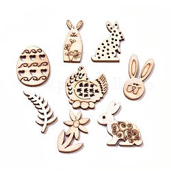 Laser Cut Wood Shapes, Unfinished Wooden Embellishments, Poplar Wood Cabochons, Mixed Shapes, Blanched Almond, 29.5~31.5x13.5~27.5x2.5mm, about 100pcs/bag