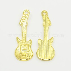 Tibetan Style Alloy Pendant, Guitar, Lead Free and Cadmium Free, Golden, 31x11x2mm, Hole: 2mm