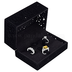 Boîtes à bijoux en velours, rectangle, noir, 8.6x5.8x4.7 cm