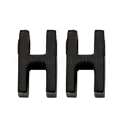 304 Stainless Steel Charms, Alphabet, Electrophoresis Black, Letter.H, 8x5x3mm, Hole: 1.8mm