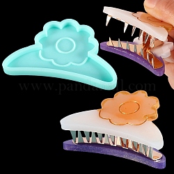 Claw Hair Clip Cabochon Silicone Molds, Resin Casting Molds, For UV Resin, Epoxy Resin Jewelry Making, Flower, Aquamarine, 44x68x6mm
