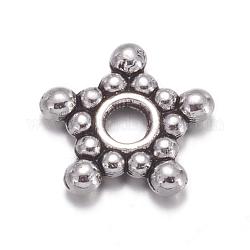 Antique Silver Tone Star Tibetan Style Spacer Beads, Lead Free & Cadmium Free, about 8.8 wide, 2.2mm thick, Hole: 2mm