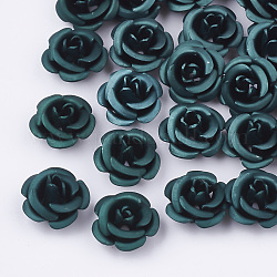 Aluminium-Perlen, matt, langlebig plattiert, 5-Blütenblatt Blüte, blaugrün, 6~6.5x4 mm, Bohrung: 0.8 mm