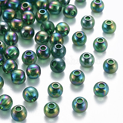 Perles en acrylique transparente, de couleur plaquée ab , ronde, verte, 6x5mm, Trou: 1.8mm, environ 4400 pcs/500 g
