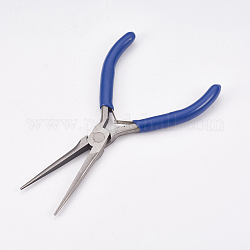 Pinze a becco lungo in acciaio al carbonio 45 #, utensili a mano, lucidatura, blu royal, colore acciaio inossidabile, 14x7.6x0.9cm