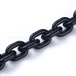 Acrylic Handmade Cable Chains, Oval, Black, 19x14x4mm, about 39.37 inch(1m)/strand