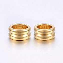 304 Stainless Steel Grooved Beads, Large Hole Beads, Column, Golden, 12x6mm, Hole: 8mm