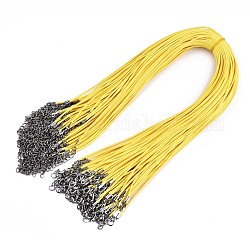 Cotone cerato making collana cavo, con lega aragosta artiglio fermagli e catene finali di ferro, platino, giallo, 17.12 pollice (43.5 cm), 1.5mm