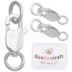 Beebeecraft 6 juego 925 cierres de pinza de langosta de plata esterlina, con anillos de salto, Rectángulo, plata, 12mm, agujero: 2.5 mm