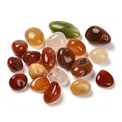 Perline di pepite tinte in agata naturale, perline non forate / Senza Buco, pietra burrattata, gemme di riempimento del vaso, colore misto, 15.5~24.5x16~19x9~16mm, circa 142pcs/1000g