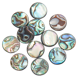 AHANDMAKER 12 Pcs Natural Abalone Shell Cabochons, 12mm No Hole Flat Round Shape Shell Coins with Freshwater Shell Back, Unique Shell Jewelry Findings for Bracelet Necklace Craft Jewelry Making