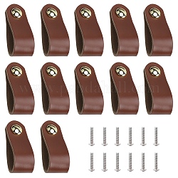 Gorgecraft 12 комплект кожаной ручки, аксессуары для шкатулки, с алюминиевыми винтами, коричневые, 143x24.5x10 мм, отверстие : 5 мм