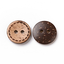 Boutons ronds avec 2 trous, bouton de noix de coco, burlywood, environ 15 mm de diamètre