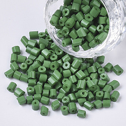 6/0 стекло стеклярусом, спекающийся лак, зелёные, 3.5~5x3.5~4 мм, отверстие : 1 мм, около 4500 шт / упаковка